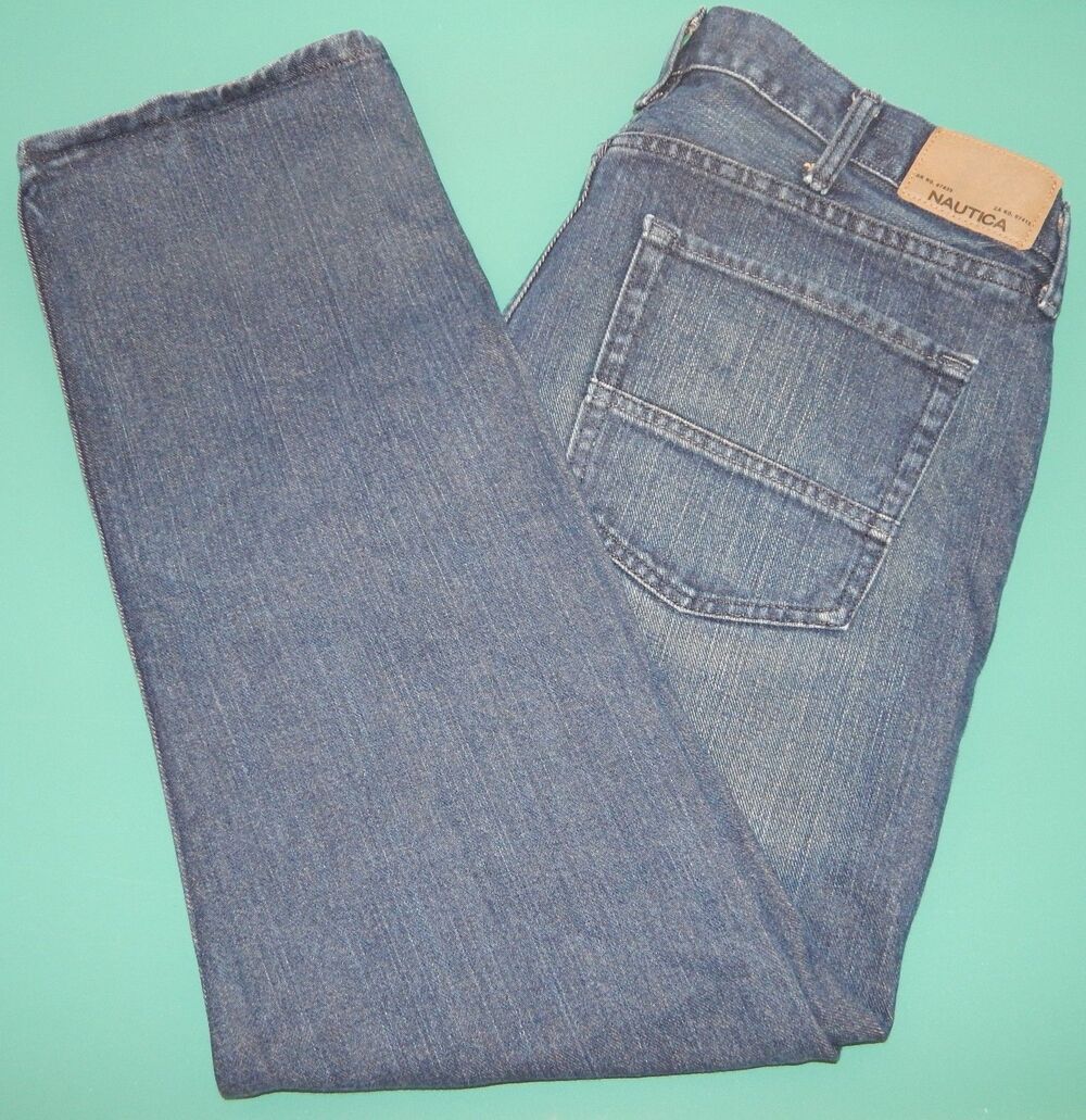 Nautica Men's 100% Cotton Straight Leg Denim Jeans 38X30 EUC High Rise Conserve